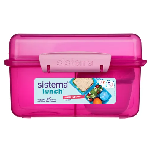 SISTEMA Lunch Krabička 3 komory + téglik (viečko) ružová 2 l