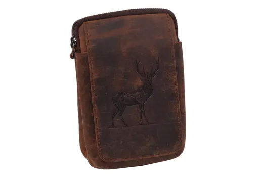 Kožené puzdro na opasok tmavohnedé embos jeleň celý 250887