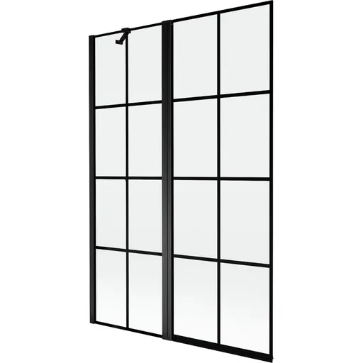 MEXEN - MIST vaňová zástena 120x150 cm 6mm f+s, čierna, dekor, ľavá 8A9-120-011-70-77-L