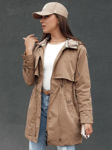 FASHLOVE dámska bunda parka, tmavo béžová, Dstreet TY4391