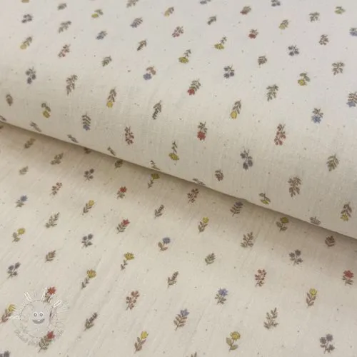 Dvojitá gázovina/mušelín Flowers Mia digital print ORGANIC