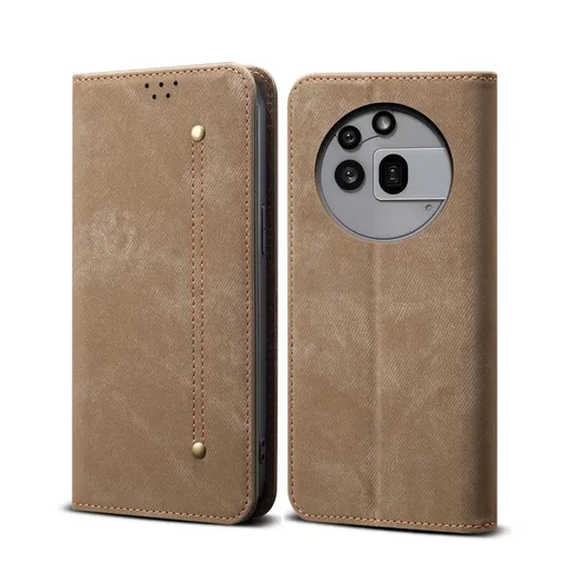 DENIM Peňaženkový kryt pre Nothing Phone (3a) Pro šedohnedý