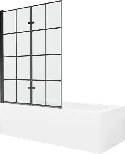 MEXEN/S - Vega obdĺžniková vaňa 150 x 70 cm s panelom + vaňová zástena 120, čierna vzor 550115070X9212027077