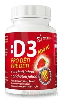 NUTRICIUS Vitamín D3 pre deti 400 IU, 30 ks
