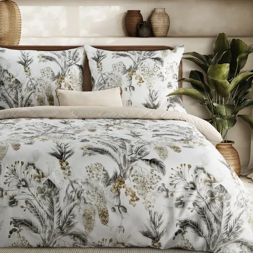 ArtFir Obliečky na dvojlôžko SPRING 49 | biela/sivá 160 x 200 cm