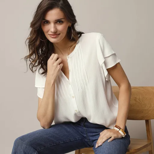 Košeľová blúzka s krátkymi motýlími rukávmi