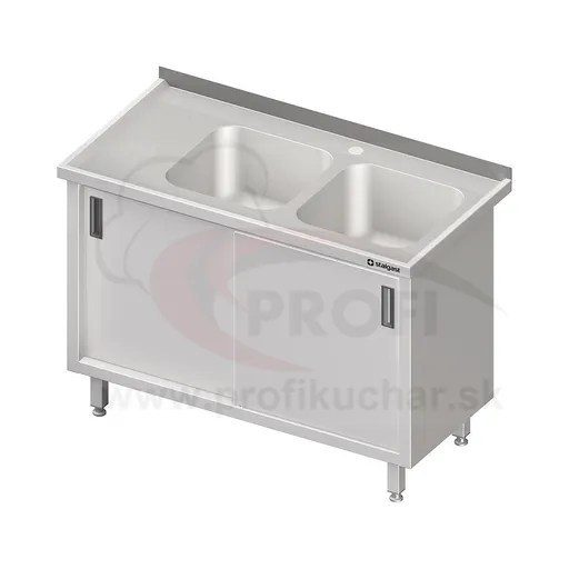 Umývací stôl krytovaný s dvojdrezom - posuvné dvere 1500x700x850mm