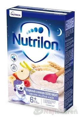 Nutrilon obilno-mliečna kaša krupicová s ovocím GOOD NIGHT, bez palmového oleja (od ukonč. 6. mesiaca) 225g