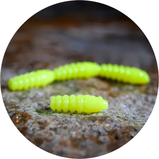 Redbass gumová nástraha trout grub 3x25mm - signal yellow uv color