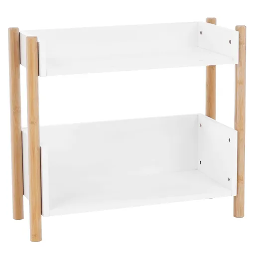 KONDELA Baltika Typ 1 policový regál bambus / biela, 2 poschodia