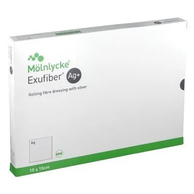 Exufiber Ag+ 15 x 15 cm krytie na rany hydrovláknité, so striebrom 10 ks
