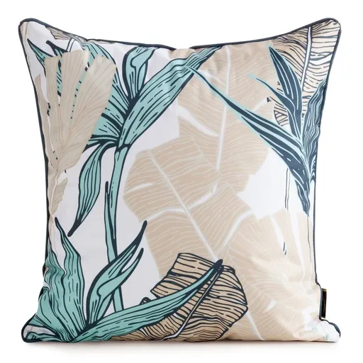 ArtFir Obliečka na vankúš GARDEN 14A | tyrkysová/béžová 45 x 45 cm