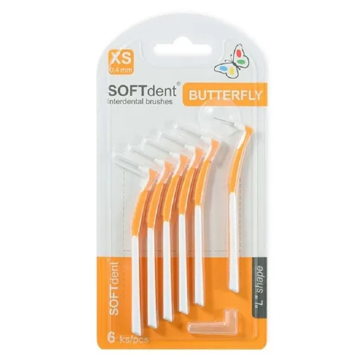 SOFTDENT Butterfly medzizubná kefka zahnutá XS 6 ks