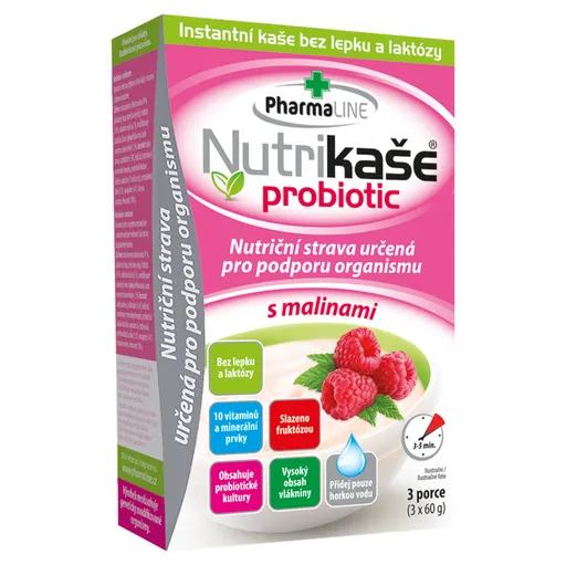 PHARMALINE Nutrikaša probiotic s malinami 3 x 60 g