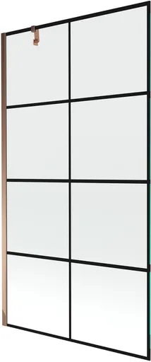 MEXEN/S - Next vaňová zástena FIX 100x150, čierny dekor, růžové zlato 895-100-000-00-77-60