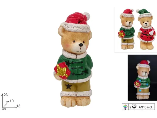 MAKRO - Dekorácia vianočná medveď 23cm LED rôzne druhy