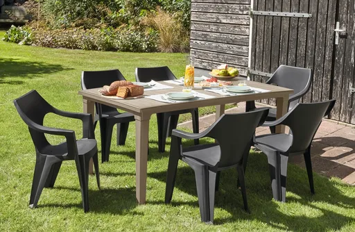 Elvisia Záhradný set GAVIN 6 + 1 | cappuccino/grafit