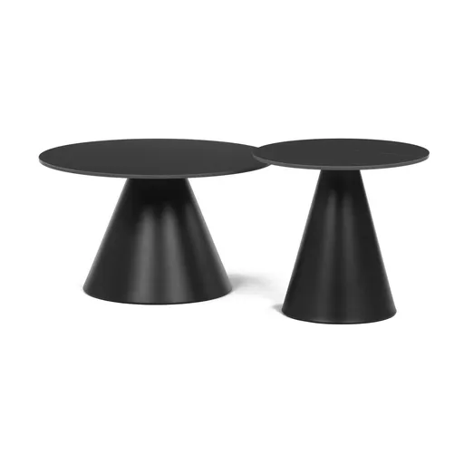 Sada konferenčných stolíkov F4118 BK, mramor, 2 ks