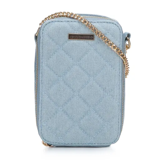 Dámska prešívaná riflová minikabelka s retiazkou 95-2Y-703-N