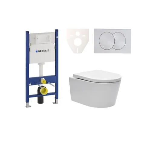Cenovo zvýhodnený závesný WC set Geberit do ľahkých stien / predstenová montáž + WC SAT Brevis SIKOGES7W7