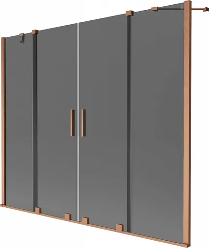 MEXEN/S - Velar Duo dvojkrídlová posuvná vaňová zástena 190 x 150, grafit, meď kartáčovaná 896-190-000-42-65
