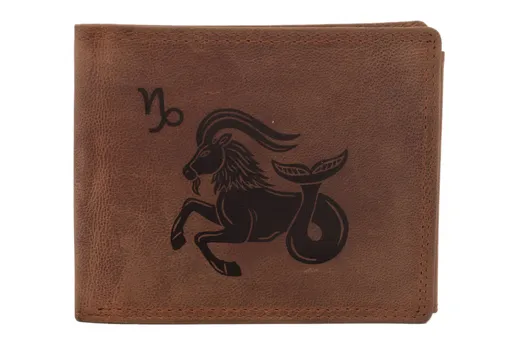 Pánska peňaženka MERCUCIO svetlohnedá vzor 35 znamenie kozorožec 2911908
