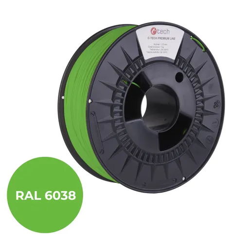 C-TECH tlačová struna PREMIUM LINE ( filament ) , ABS, luminiscenčná zelená, 1,75mm, 1kg