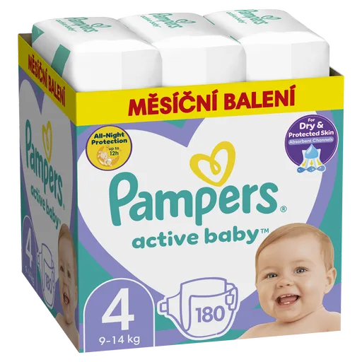 PAMPERS Active Baby mesačné balenie veľ.4 9-14 kg 180 ks
