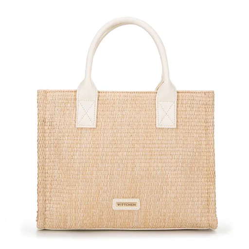 Dámsky kabelka z výpletu krémovo-béžový 100-4Y-404-90