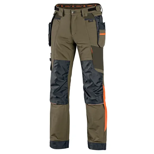 Canis (CXS) Pracovné nohavice CXS NAOS - Zelená / zelená / oranžová | 54