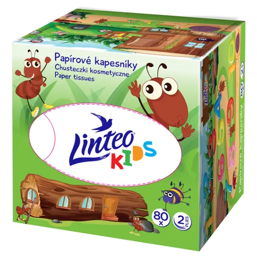 LINTEO Kids Papierové vreckovky 2-vrstvové BOX 80 kusov