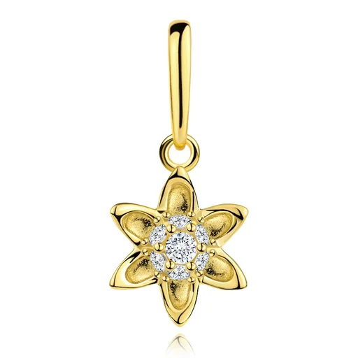 Zlatý prívesok 9K v tvare kvetu s čírymi zirkónmi