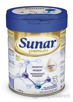 Sunar Premium 3 mliečna výživa v prášku pre malé deti od 12. mesiaca 700g