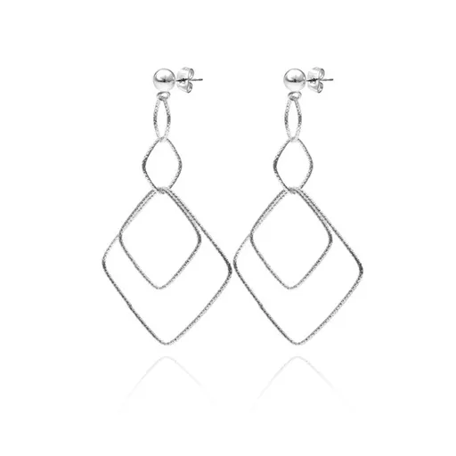 Náušnice zo striebra 925 - visiace zaoblené štvorce, puzetky