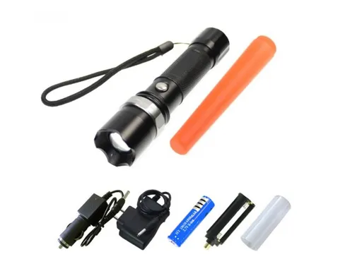 AKU svietidlo CREE T6 ZOOM + výstražná násada