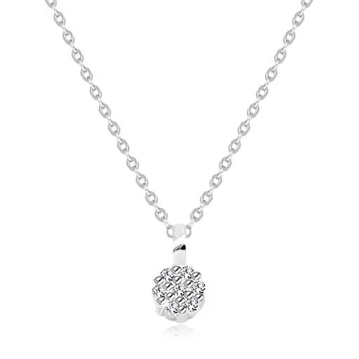 Briliantový náhrdelník z bieleho 14K zlata - tenká retiazka, krúžok zdobený diamantami
