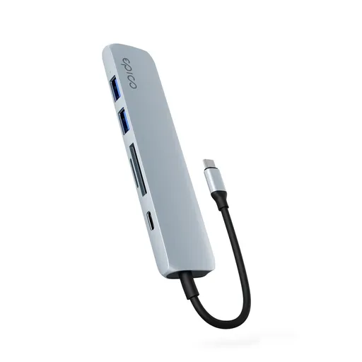 Epico 6v1 hliníkový USB-C 8K húb - modrá