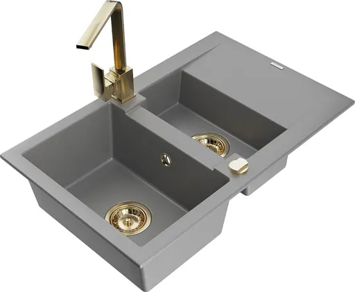 MEXEN/S MEXEN/S - Gaspar granitový drez 1.5 s odkvapkávačom vrátane batérie Rita, šedý 6507-71-670300-50