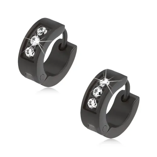 Náušnice z chirurgickej ocele, čierna farba, línia čírych zirkónov