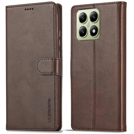 IMEEKE Peňaženkový obal pre Xiaomi 14T Pro tmavohnedý