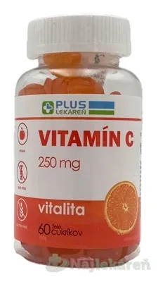 Plus Lekáreň Vitamín C 250 mg želé cukríky, pomarančová 60 ks