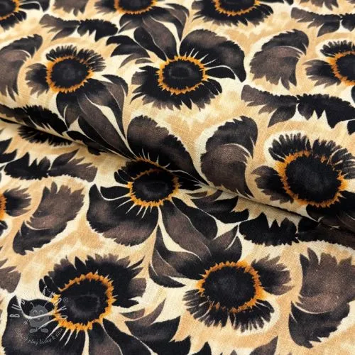 Viskóza s ľanom Sunlower design A digital print