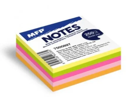 Bloček samolepiaci 50x50mm 5 neón farieb 5x50 listov MFP
