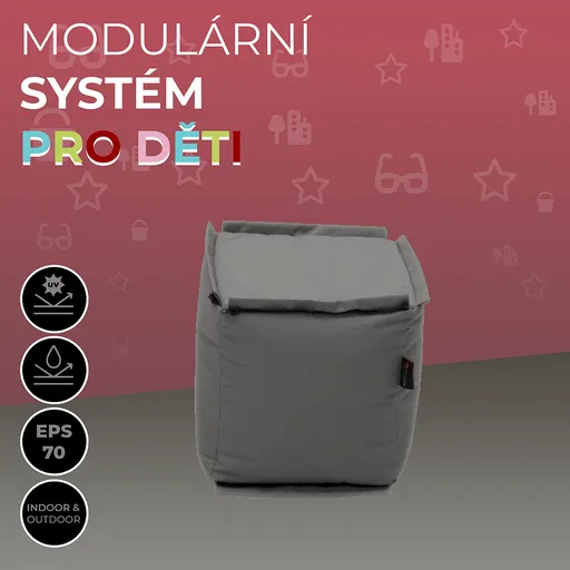 DEOKORK Záhradný detský textilný stolík/taburet MODULTEX KIDS (šedo-hnedá)