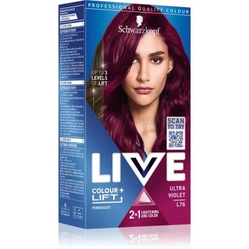Schwarzkopf LIVE Colour + Lift permanentná farba na vlasy odtieň L76 Ultra Violet 1 ks