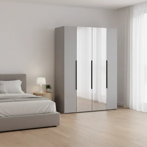 Elvisia Šatníková skriňa NICEA 180 so zrkadlom | sivá