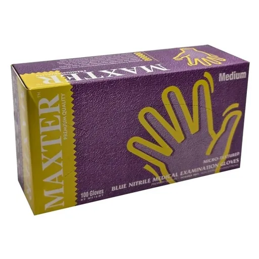MAXTER Jednorazové rukavice nitrilové modré M 100 kusov