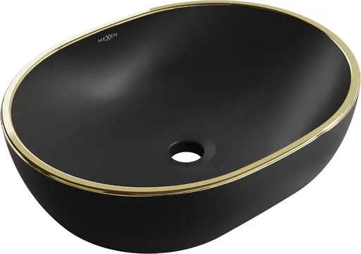 MEXEN - Viki umývadlo na dosku 48 x 35, čierna mat/zlatá linka 21054875