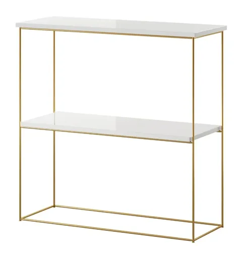 ArtAdrk Príručný stolík TONI | zlaté nohy Farba: biely lesk