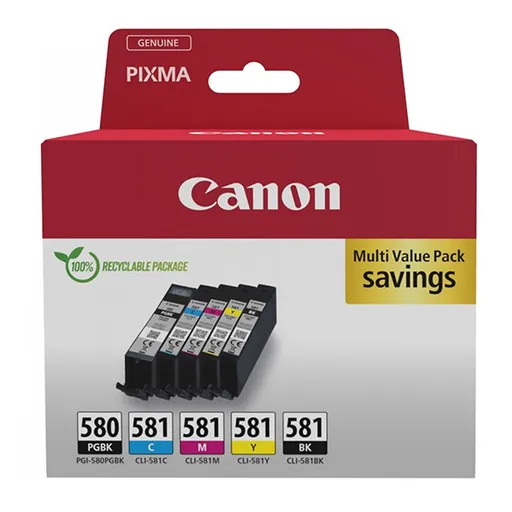CANON PGI-580 - originálna cartridge, čierna + farebná, 1x11,2ml/4x5,6ml